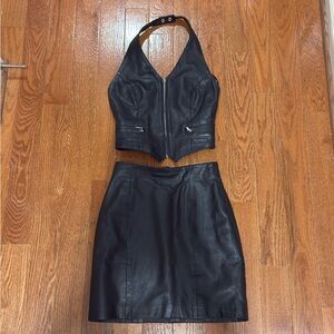 Wilsons Leather Vintage Leather Halter Top and Skirt Set Size Small